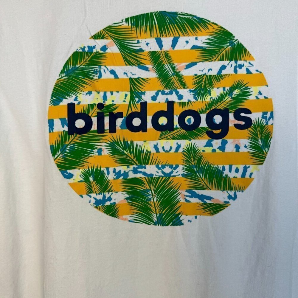 Birddogs Men T-Shirt Short Sleeve Crew Neck Palm Leaf Print Graphic White Medium - Picture 6 of 12